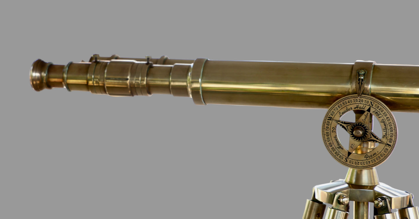 20th Century Brass Telescope on adjustable Brass and Wood Tripod - SOLD