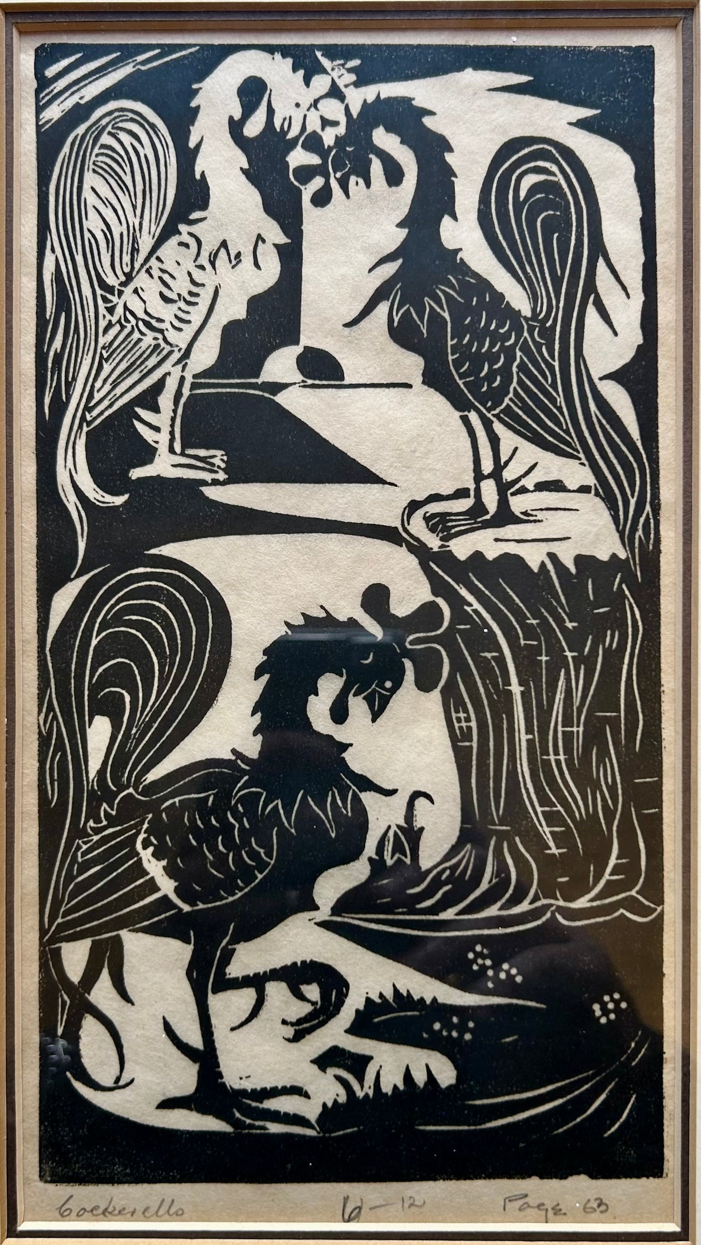 Frederick Hutchison PAGE - Linocut - Cockerello