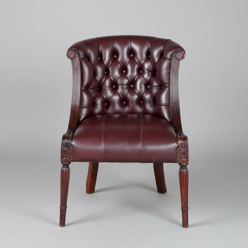 Leather mahogany button-upholstered Study/Library Chair
