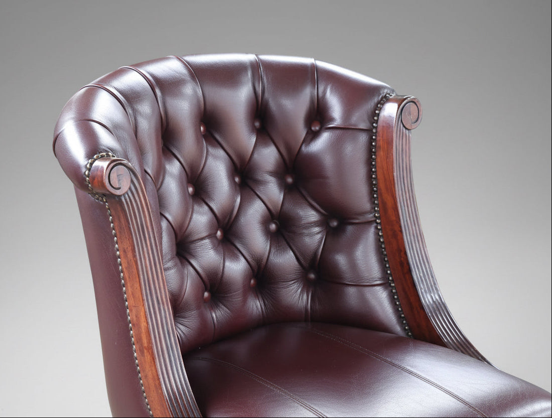 Leather mahogany button-upholstered Study/Library Chair