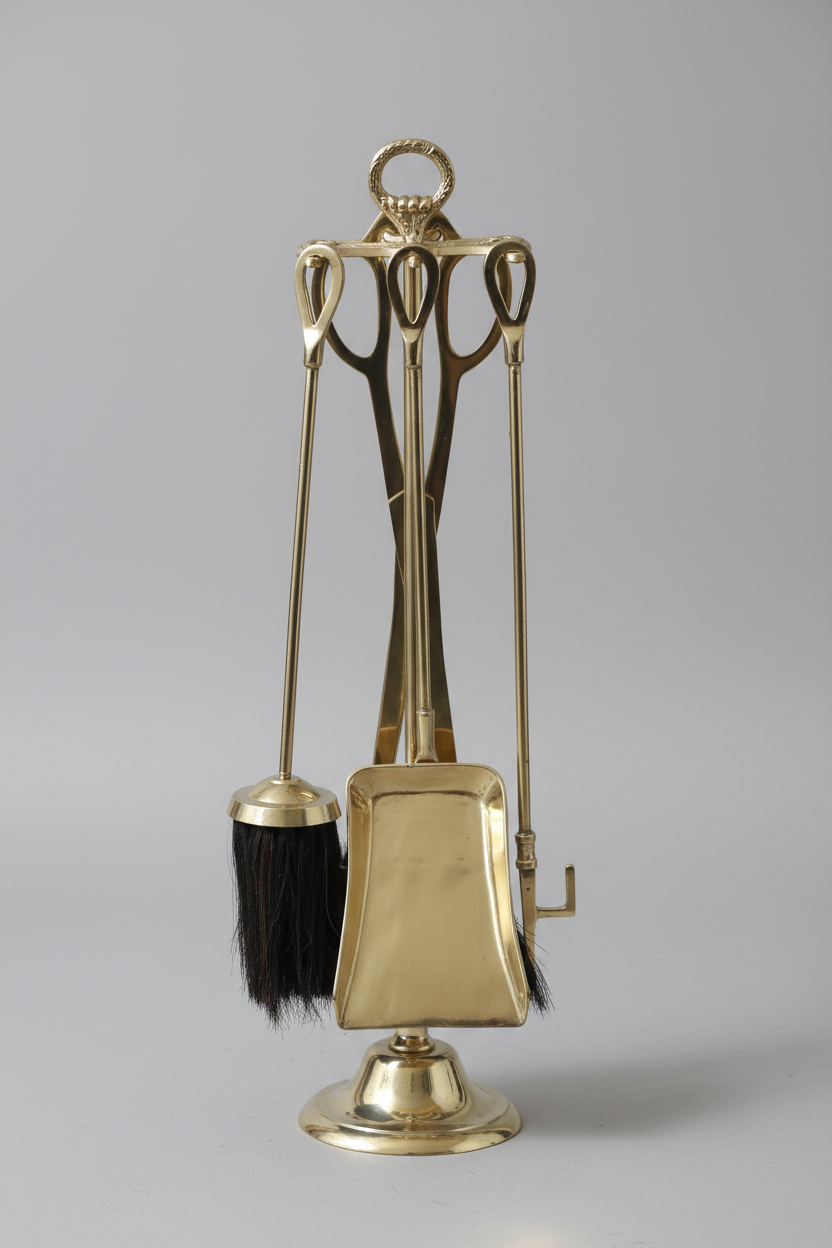 Brass Fire Irons on Stand