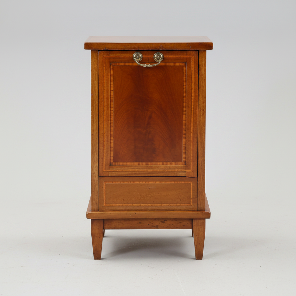 Edwardian inlaid mahogany Coal Bin, with scoop