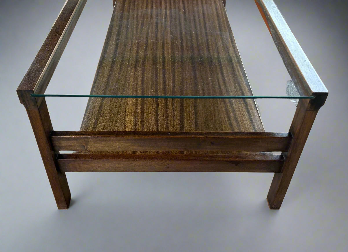 Mid-Century two-tiered coffee table with a glass top