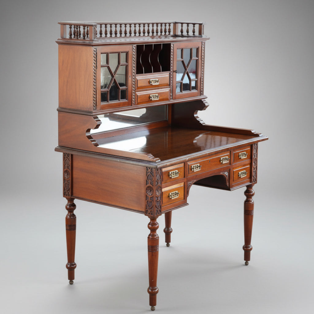 Superb quality late Victorian walnut Writing Desk attributed to Edwards and Roberts of London