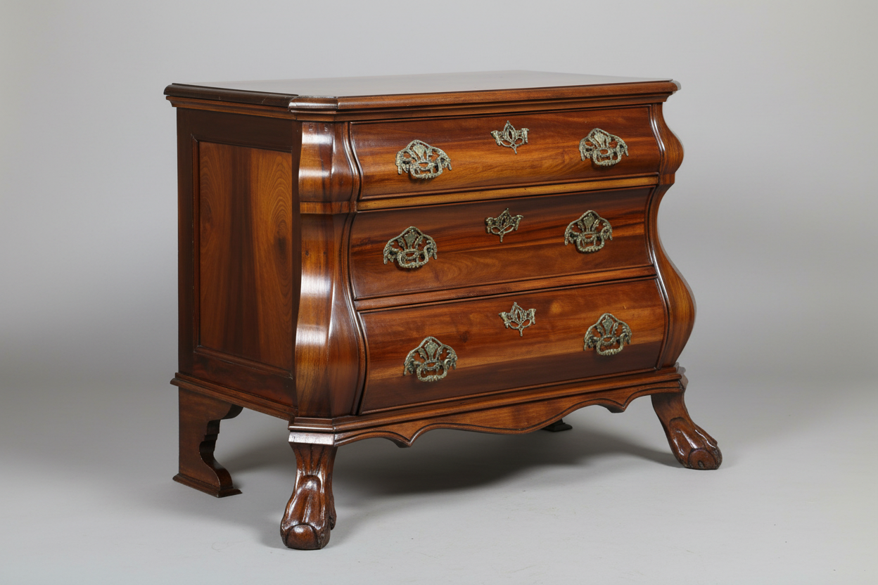 Late 19th Century Cape Stinkwood Bombe shaped Commode/Chest