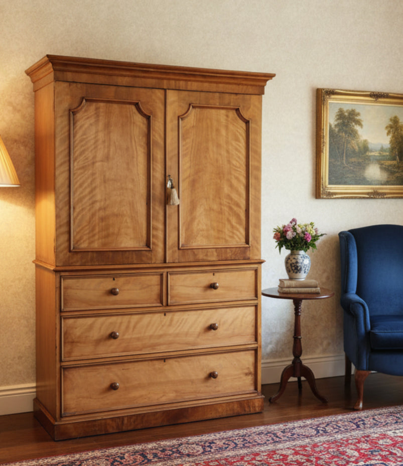 Victorian satinwood Linen Press