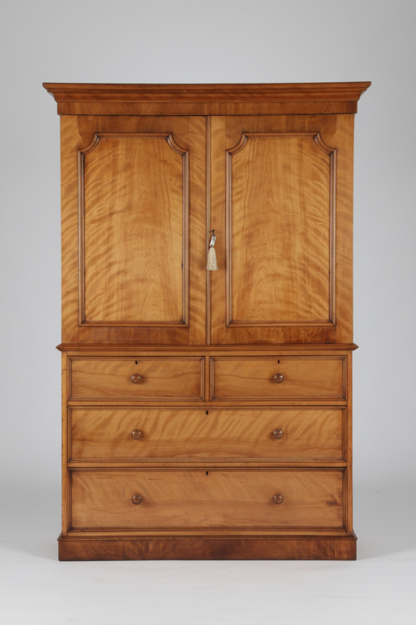 Victorian satinwood Linen Press