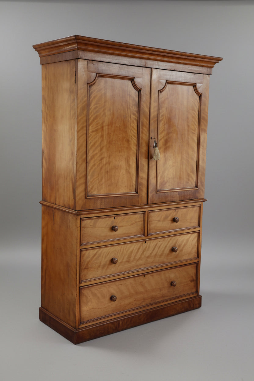 Victorian satinwood Linen Press