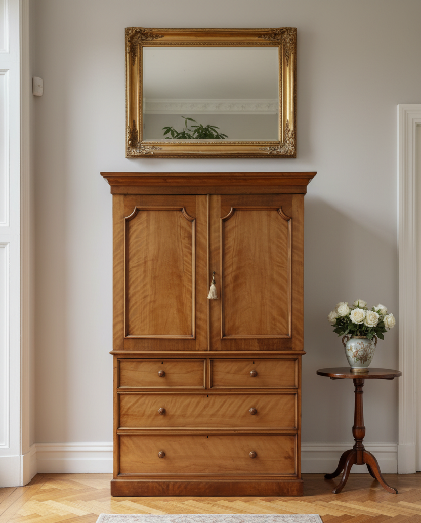 Victorian satinwood Linen Press