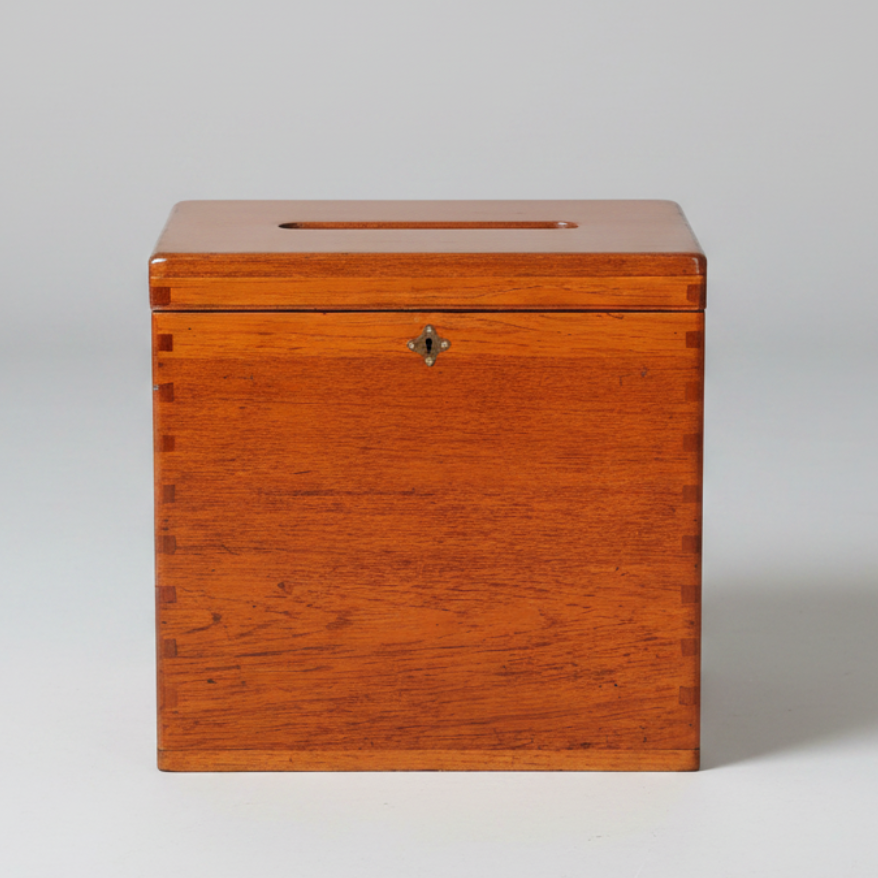 Early 20th Century Teak Voters Box