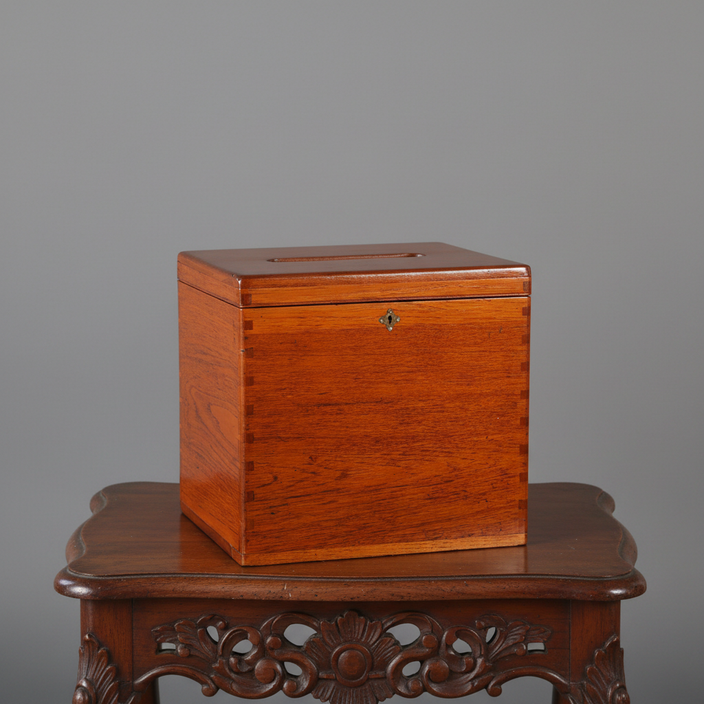 Early 20th Century Teak Voters Box