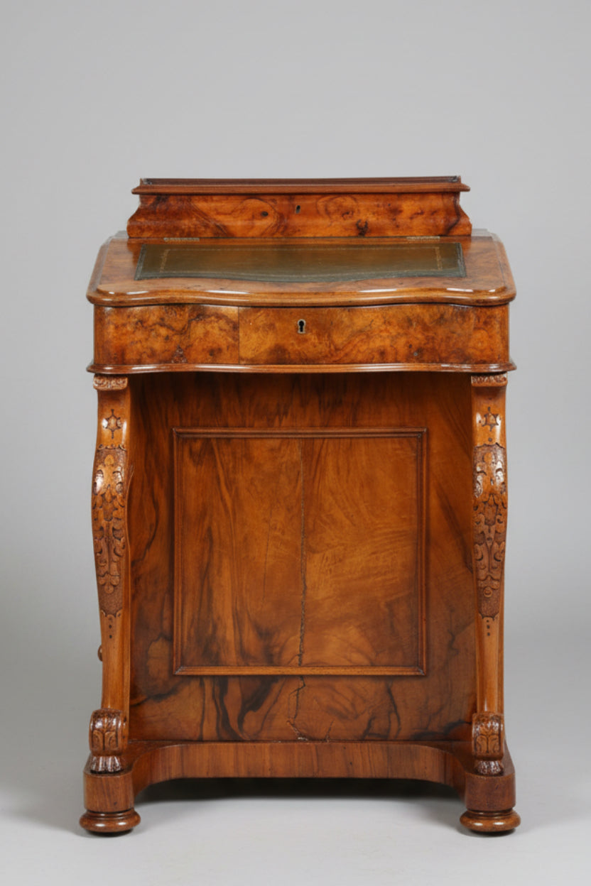 Victorian burr walnut Davenport