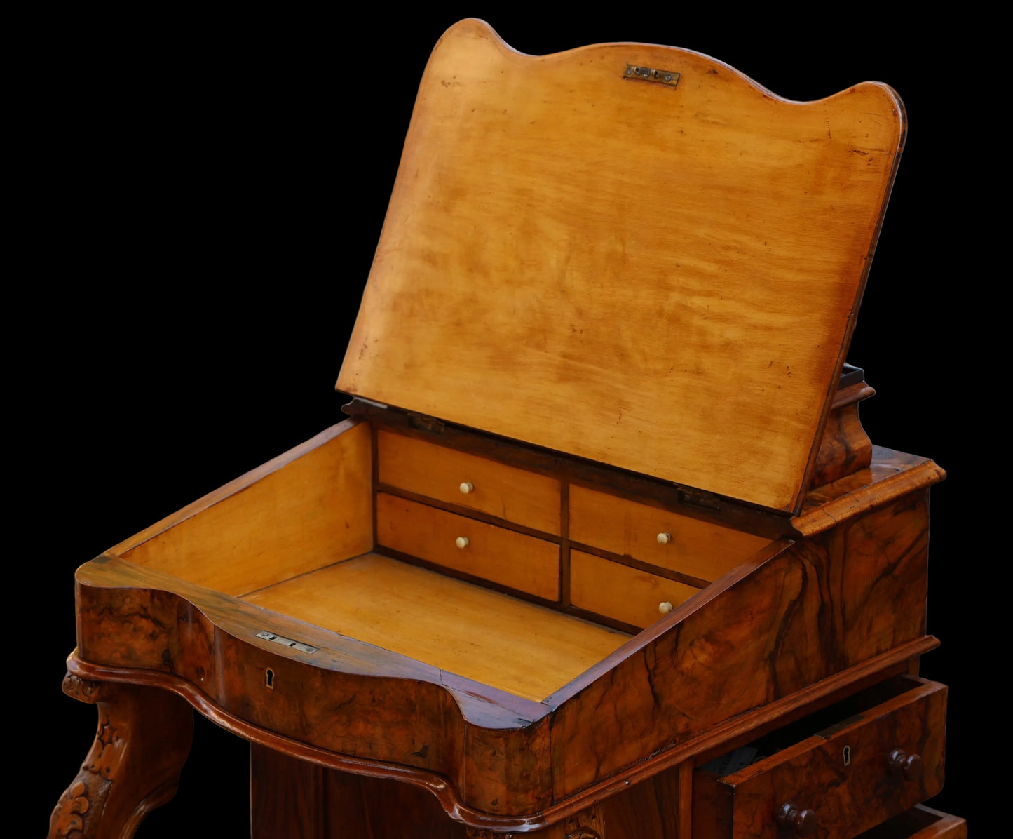 Victorian burr walnut Davenport