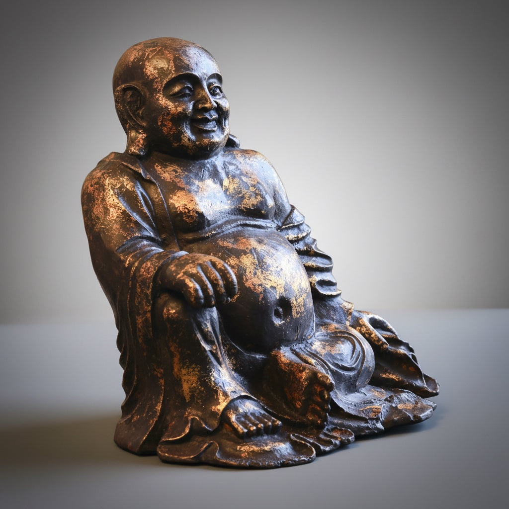 Bronzed and brass cast metal Buddha