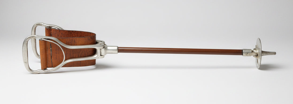 Vintage Shooting Stick, with tan leather seat