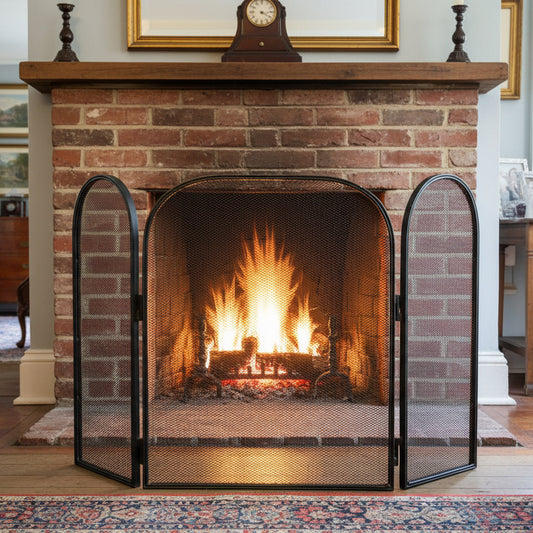 Metal three division Fire Screen
