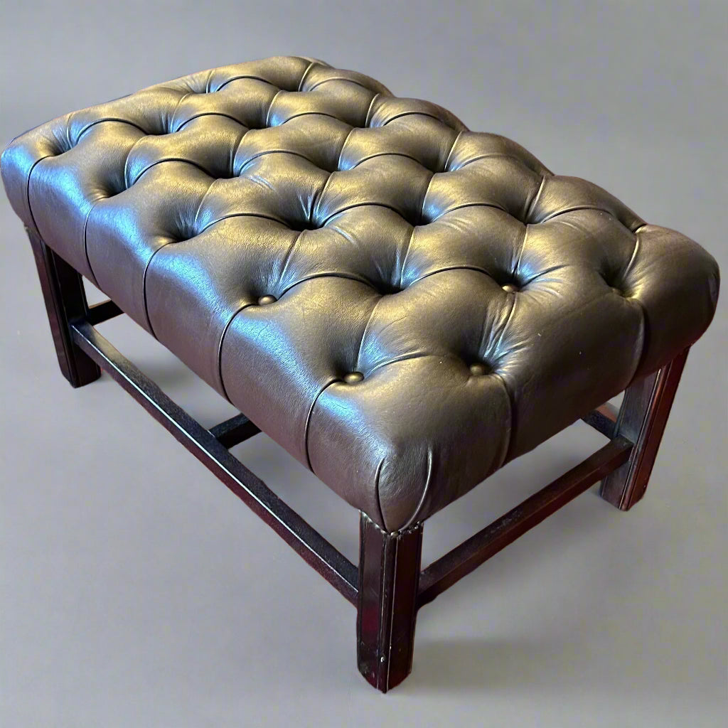Georgian style Leather Wingback Armchair and Ottoman