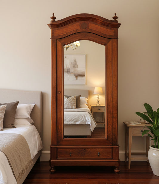 19th Century French walnut mirrored door Cupboard