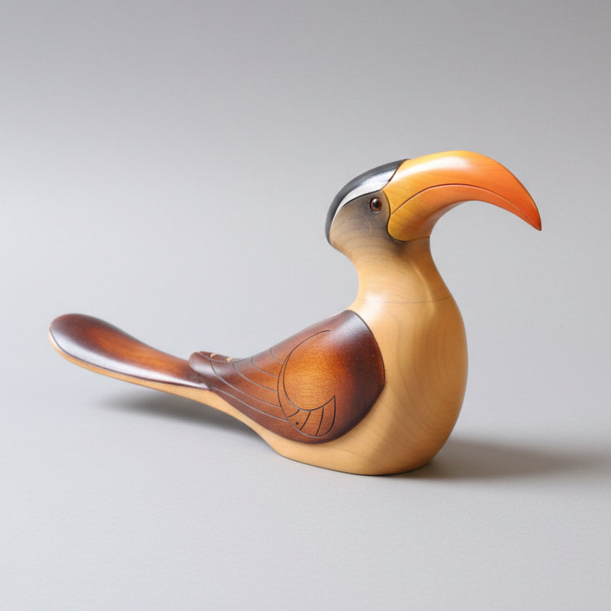 Feathers Gallery - hand painted and carved Hornbill, limited edition 877/2000