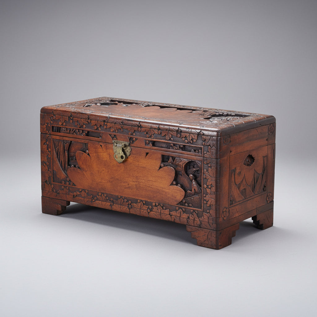 Early 20th Century carved Camphorwood Chest - Medium size