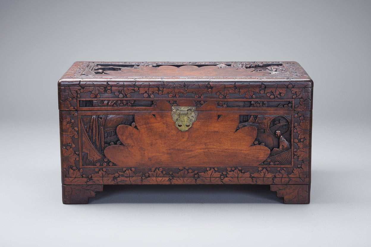 Early 20th Century carved Camphorwood Chest - Medium size