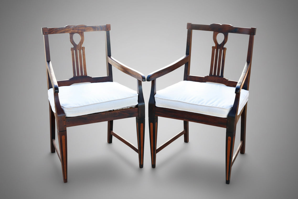 20th Century Cape Neoclassical style stinkwood and yellowwood inlaid Settee and two Armchairs