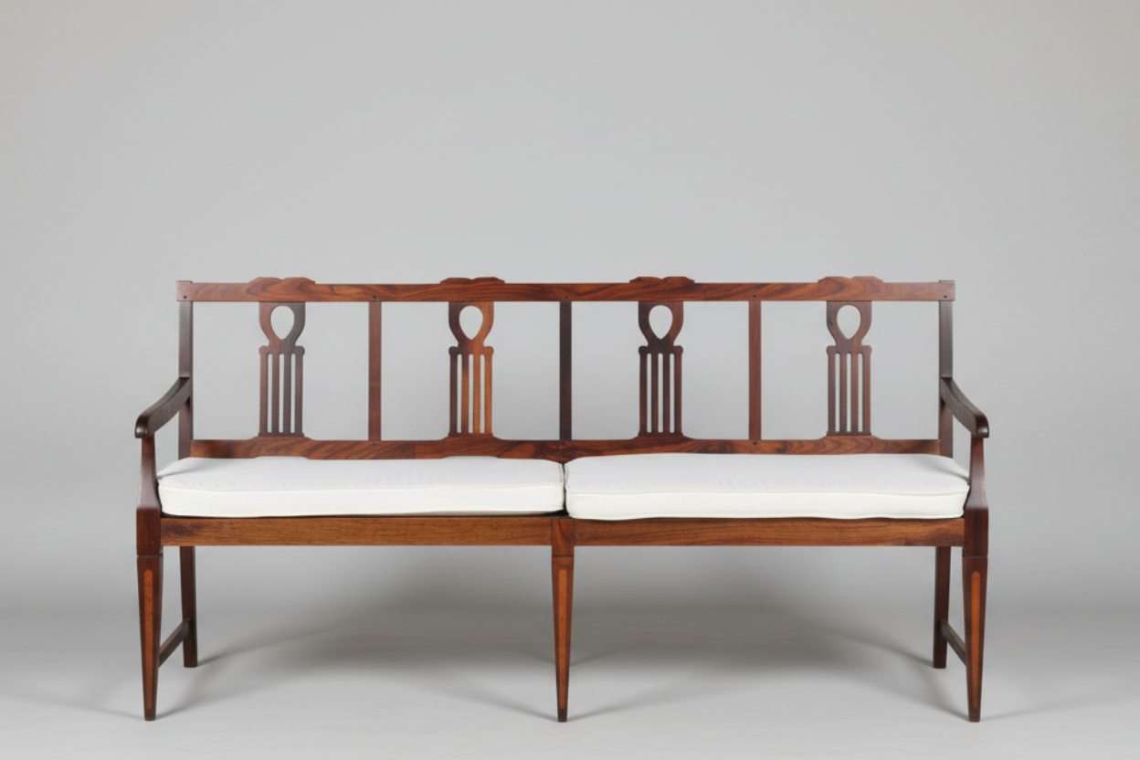 20th Century Cape Neoclassical style stinkwood and yellowwood inlaid Settee and two Armchairs