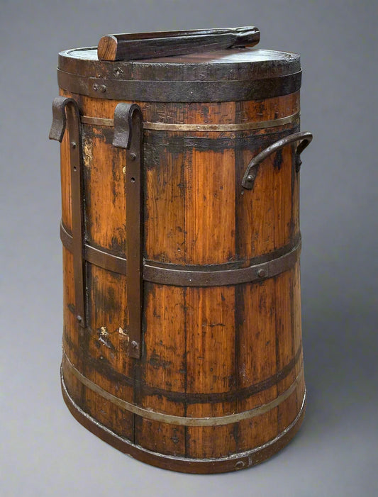 Large Vintage Wood Rice Grains and Cereals Storage Container
