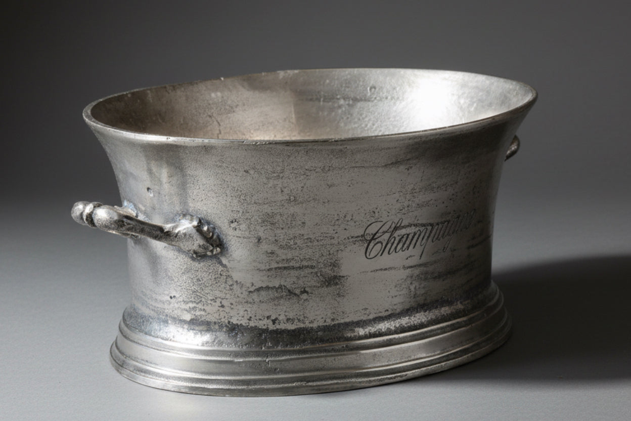 Large antiqued pewter finished metal Champagne Bucket - SOLD