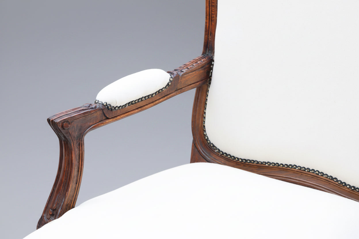 Fine pair of French Louis XV style Fauteuil Armchairs