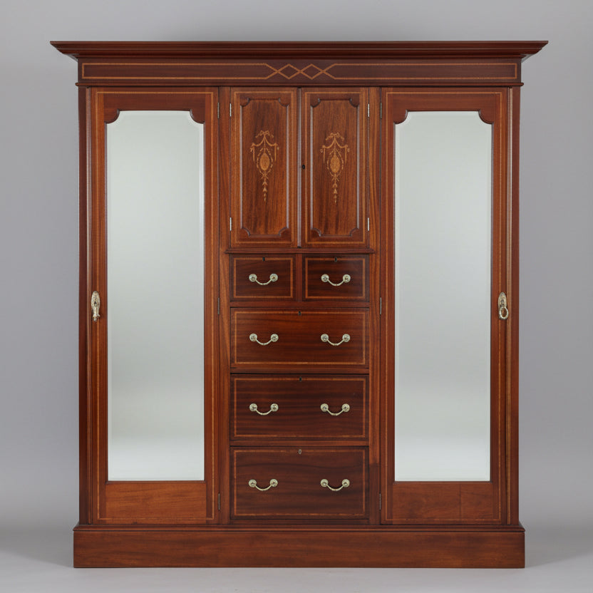 Edwardian inlaid mahogany Compactum Wardrobe