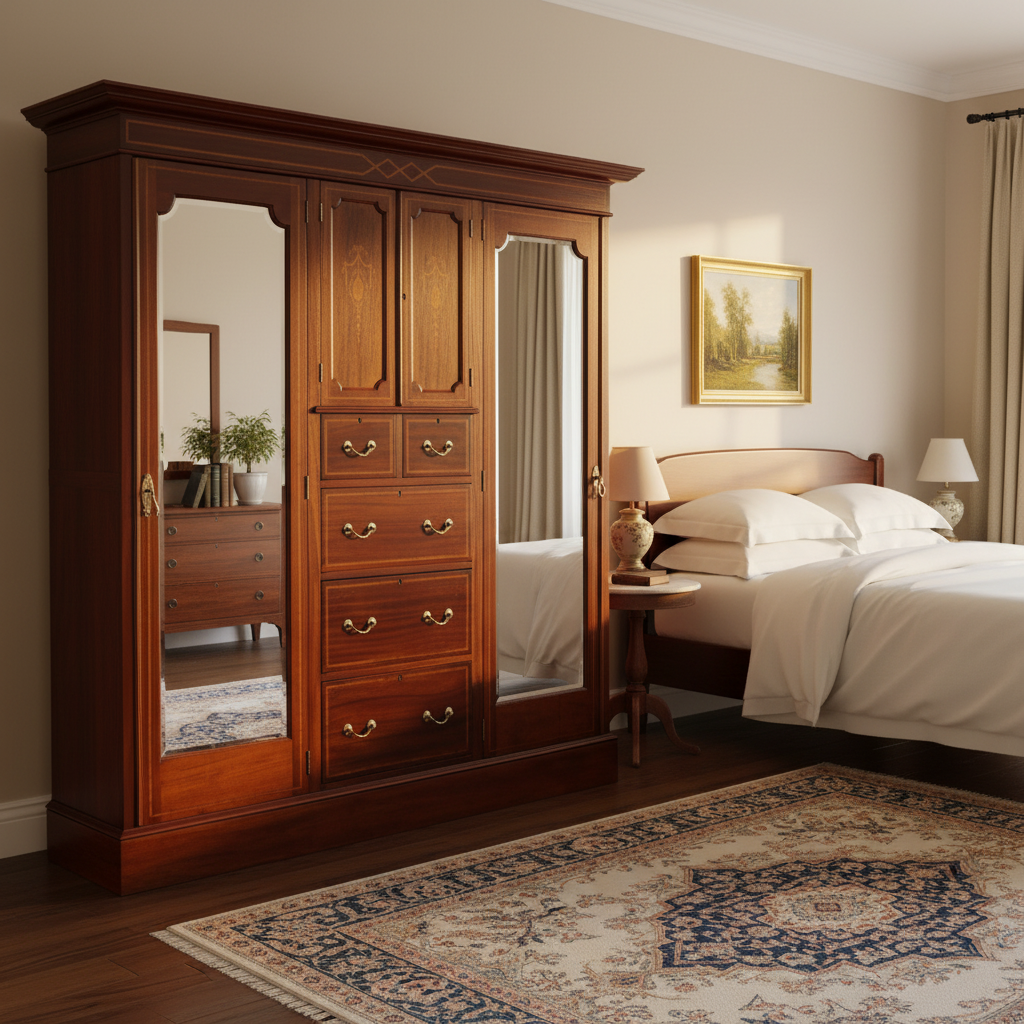 Edwardian inlaid mahogany Compactum Wardrobe