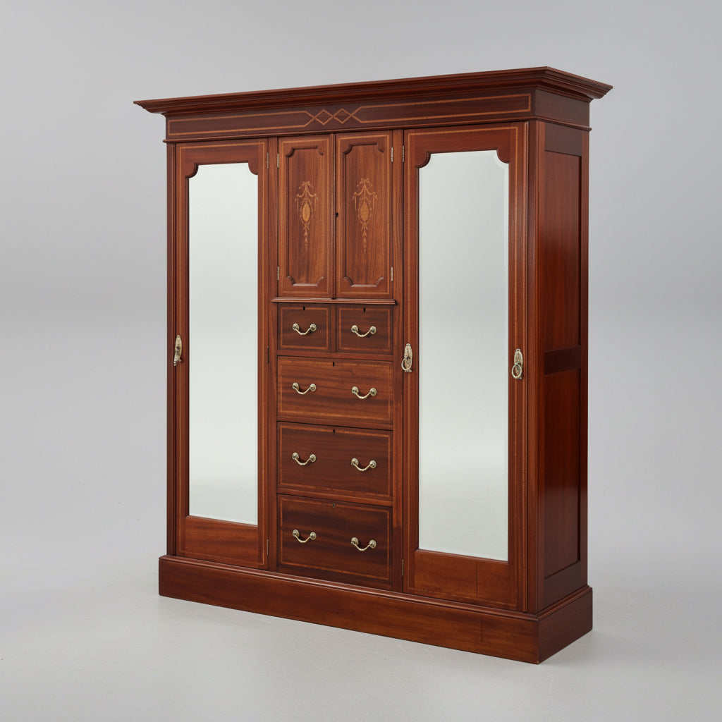 Edwardian inlaid mahogany Compactum Wardrobe