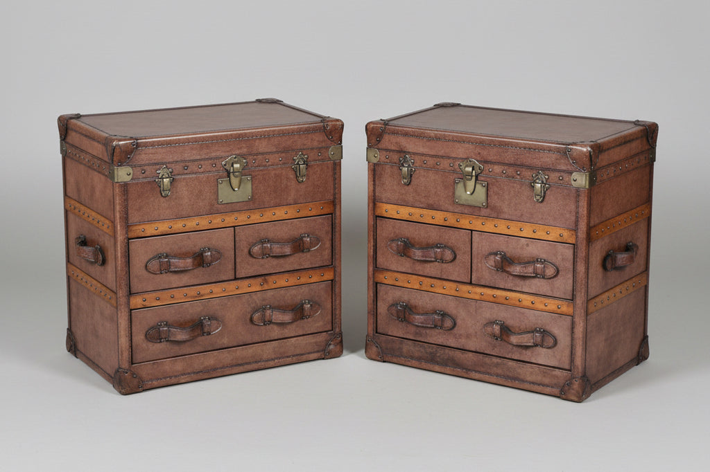 Pair of leather trunk style Pedestals