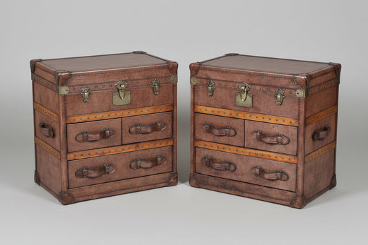 Pair of leather trunk style Pedestals - RESERVED