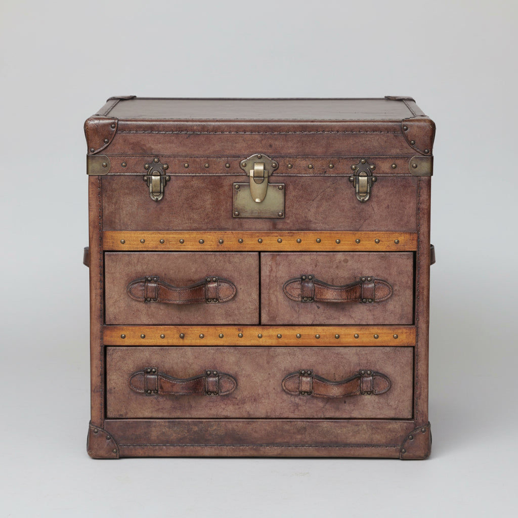 Pair of leather trunk style Pedestals