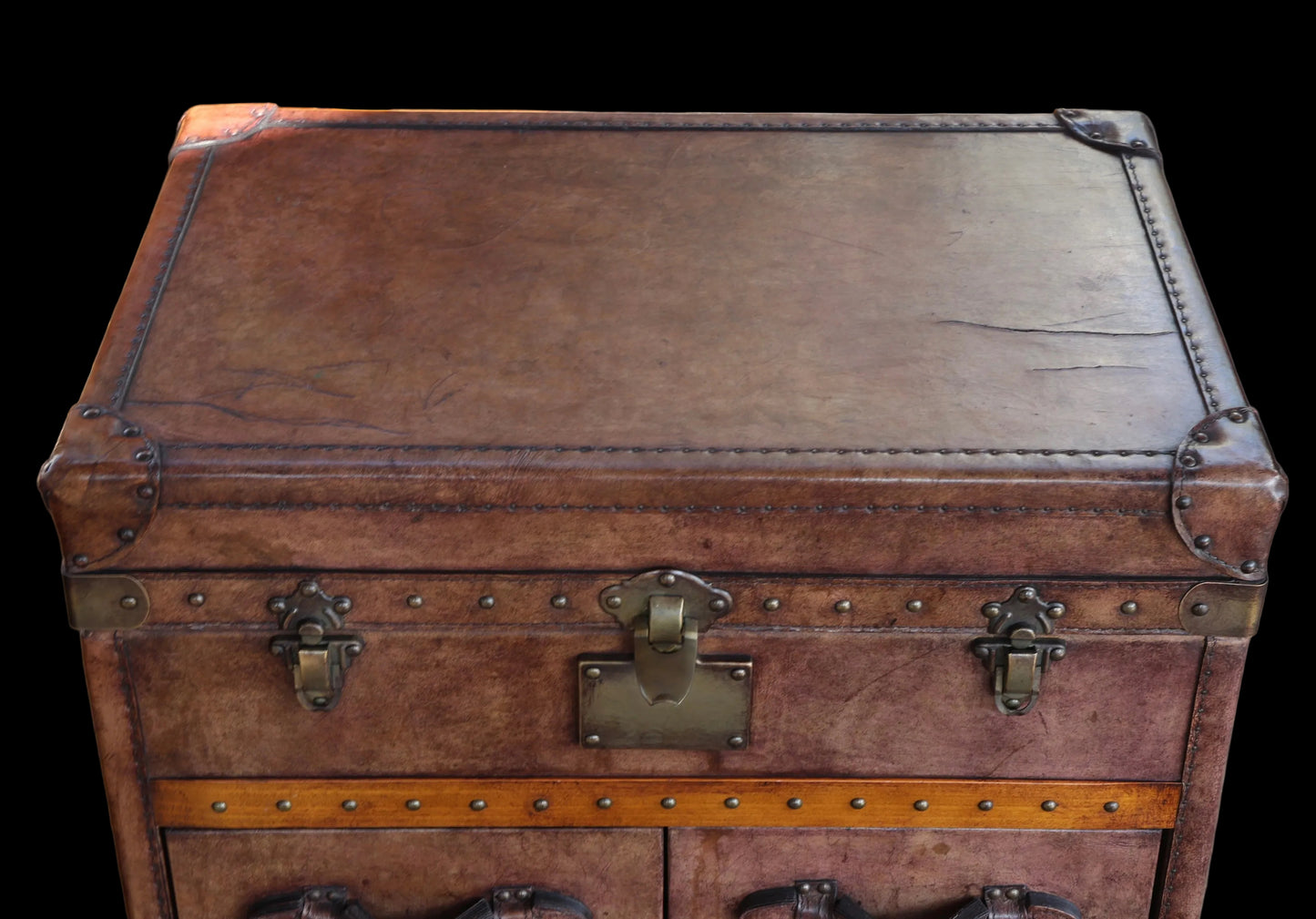 Pair of leather trunk style Pedestals
