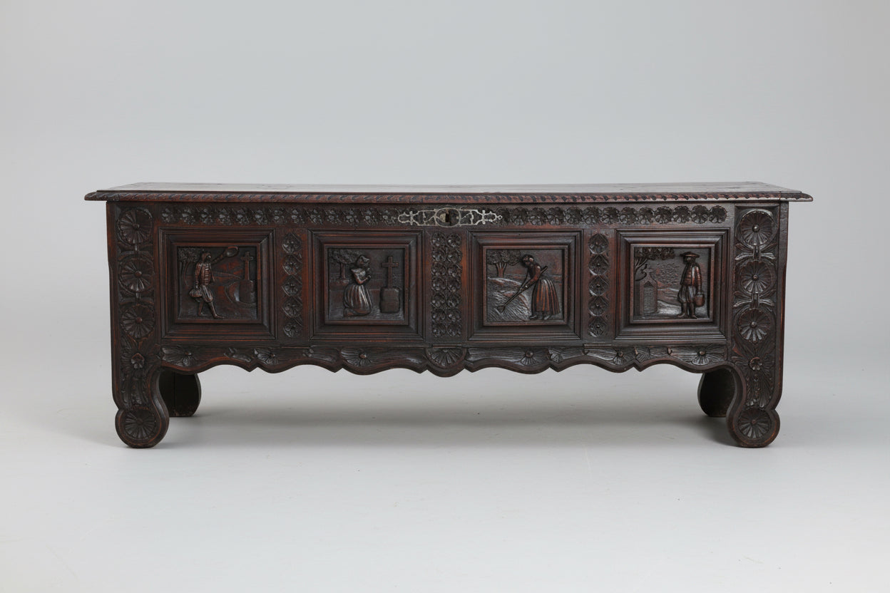19th Century Italian Carved Cassone (Wedding) Chest