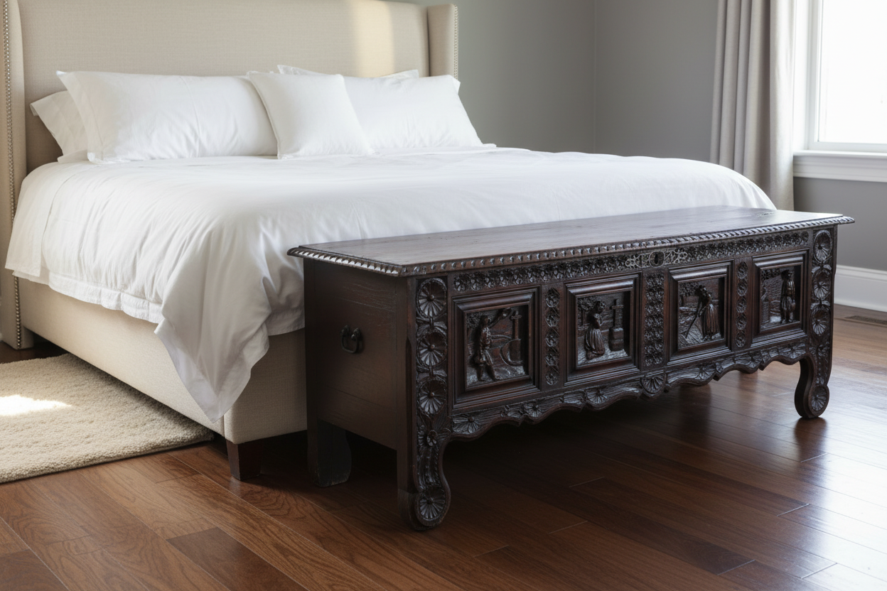19th Century Italian Carved Cassone (Wedding) Chest