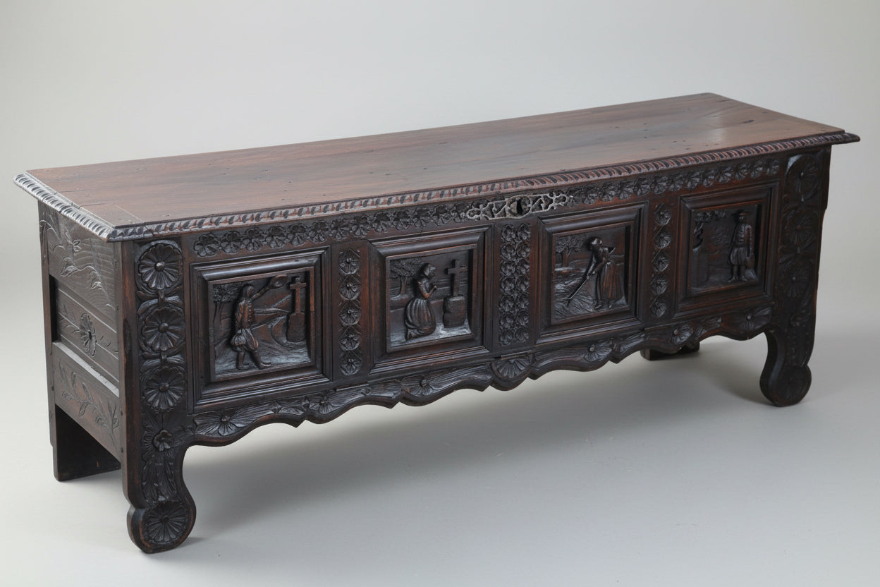 19th Century Italian Carved Cassone (Wedding) Chest