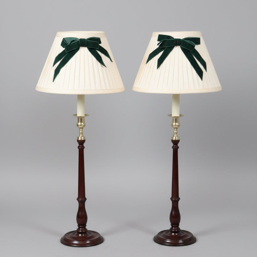 Pair of turned wood & brass Table Lamps