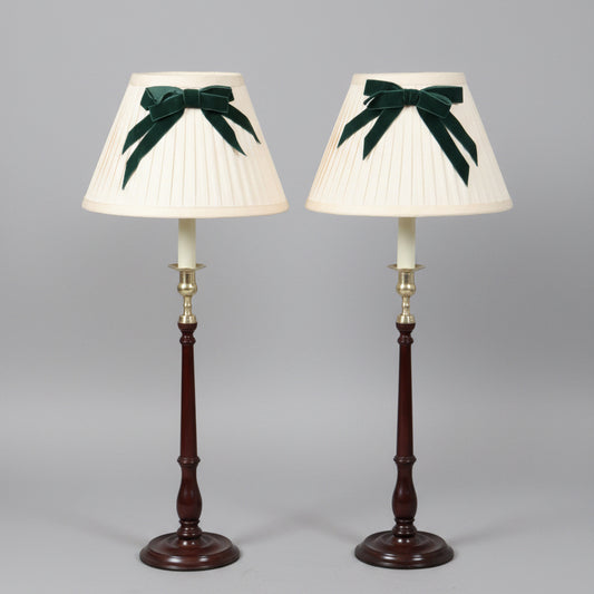 Pair of turned wood & brass Table Lamps