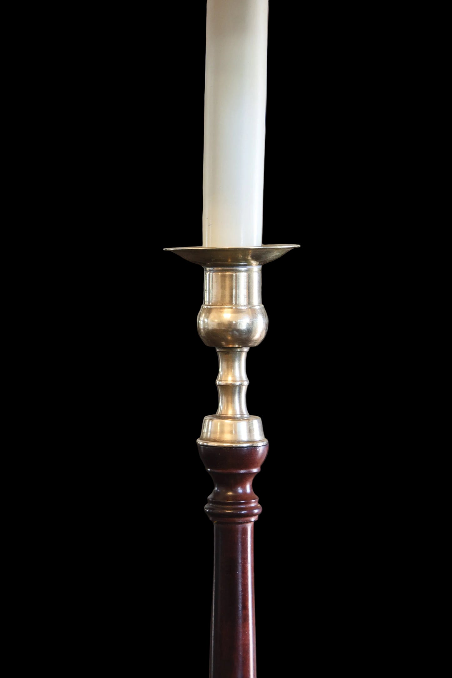 Pair of turned wood & brass Table Lamps
