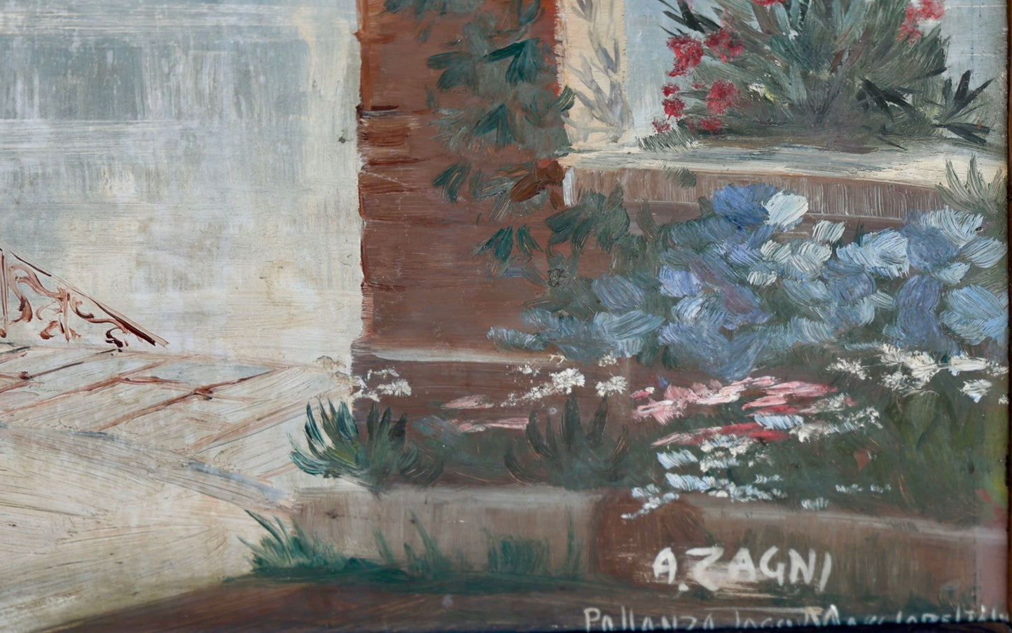 Lake Lago Maggiore, Pallanza - Oil on board - Signed A ZAGNI