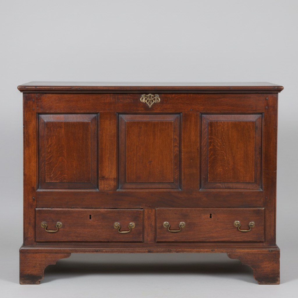 Georgian paneled oak Mule Chest - late 18th century