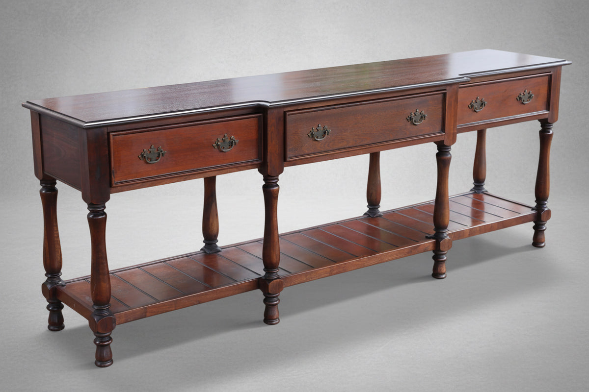 Three drawer Breakfront mahogany Console/Server Table
