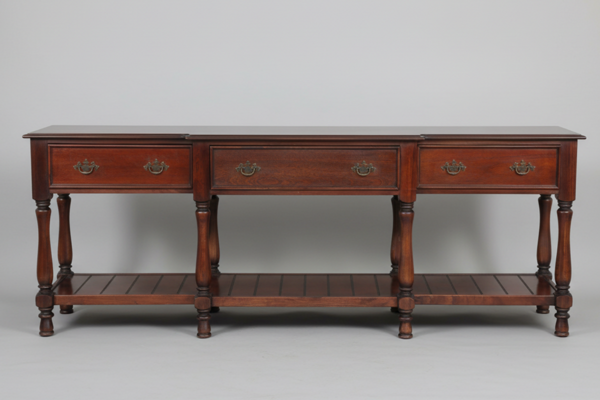 Three drawer Breakfront mahogany Console/Server Table
