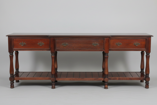 Three drawer Breakfront mahogany Console/Server Table