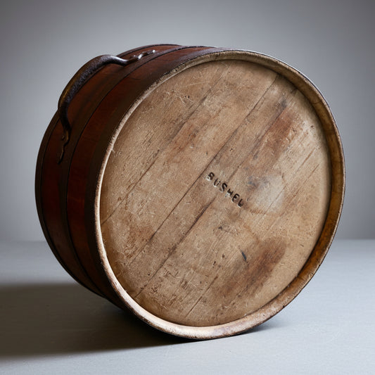 19th Century metal banded teak Bushel Measure