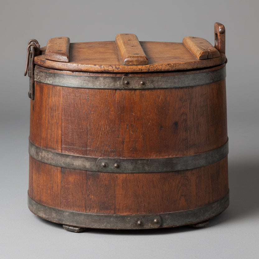 19th Century oak metal bound Balie with lid - SOLD